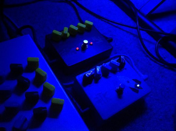 The Fuzzplex in Blue - two Fuzz Factory pedals with a mixer